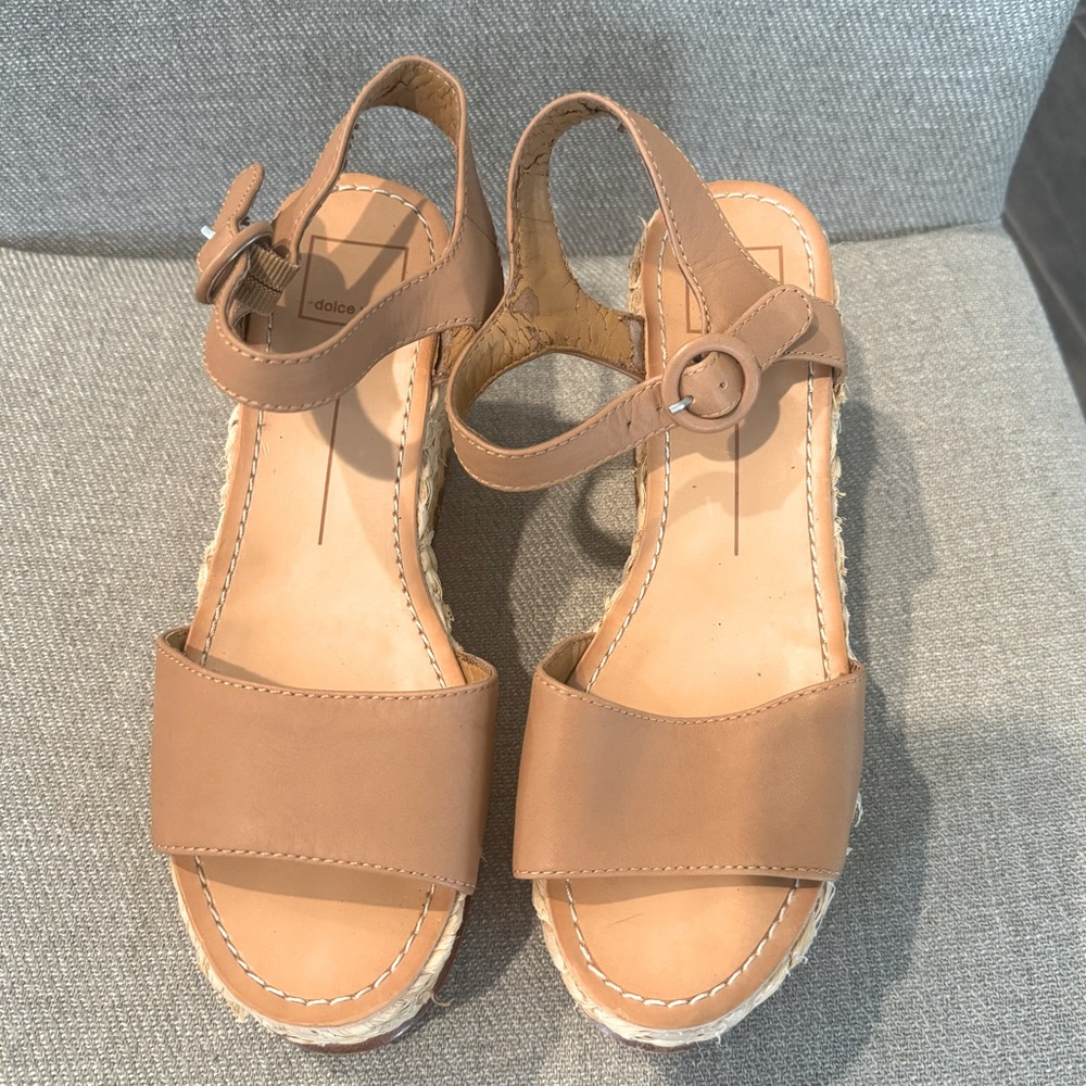 Dolce Vita straw platform wedges
